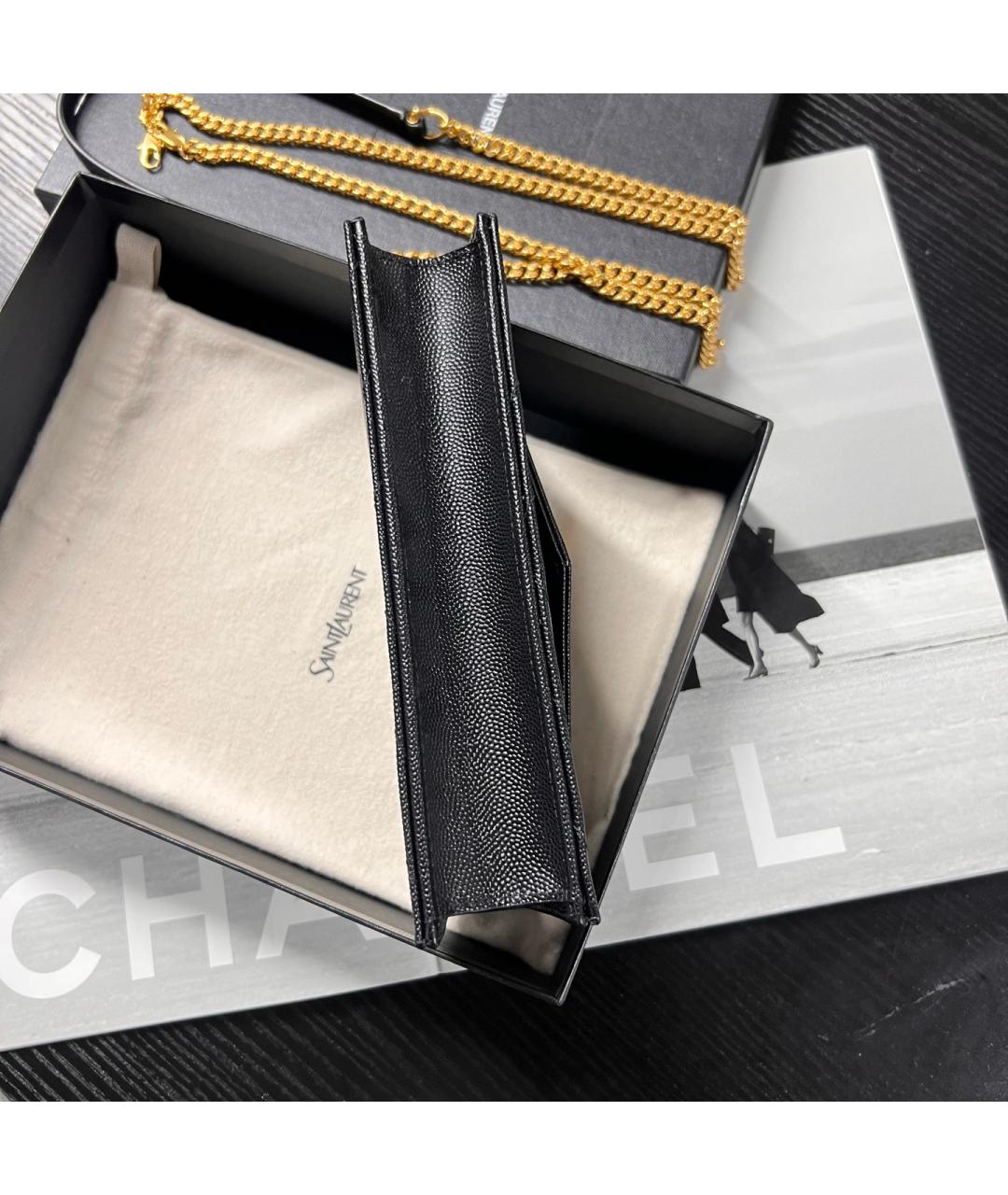 SAINT LAURENT Черная кожаная сумка через плечо, фото 5