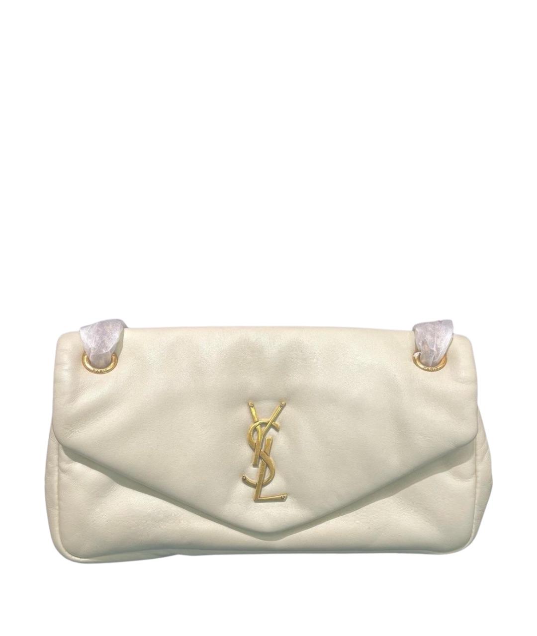 SAINT LAURENT Белая кожаная сумка через плечо, фото 1