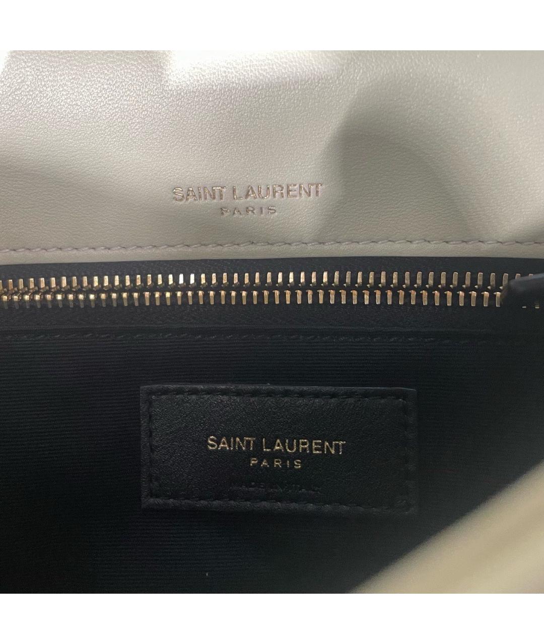 SAINT LAURENT Белая кожаная сумка через плечо, фото 7