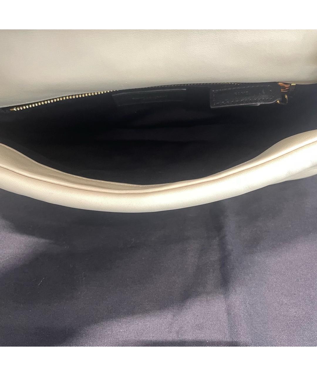 SAINT LAURENT Белая кожаная сумка через плечо, фото 6