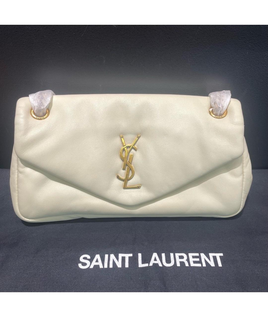 SAINT LAURENT Белая кожаная сумка через плечо, фото 8