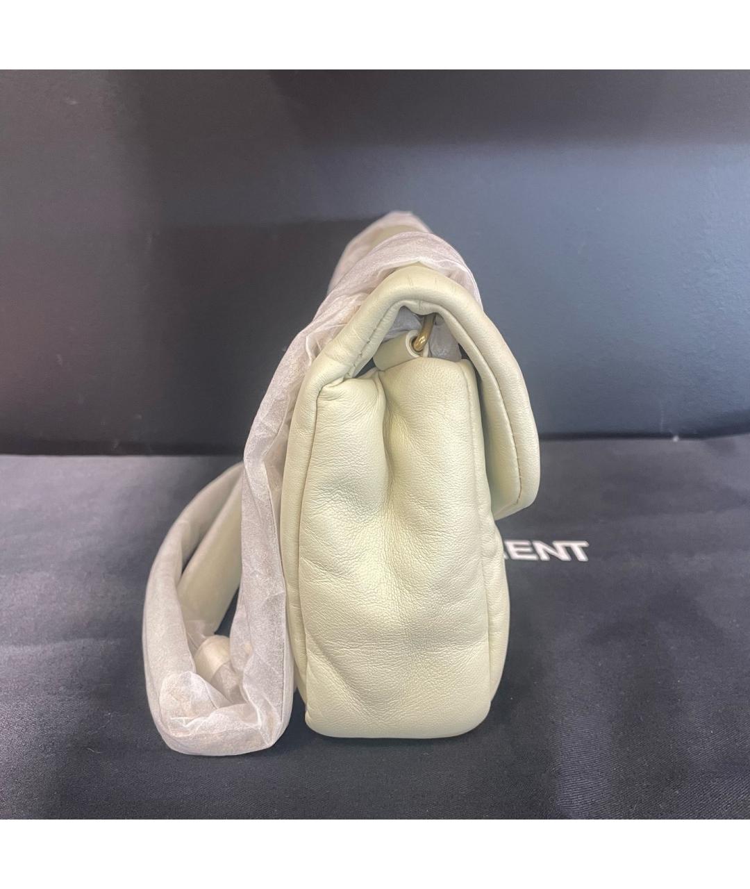 SAINT LAURENT Белая кожаная сумка через плечо, фото 3