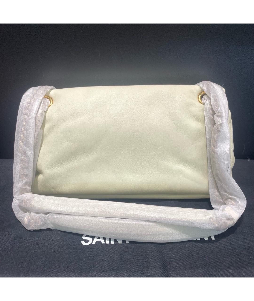SAINT LAURENT Белая кожаная сумка через плечо, фото 2