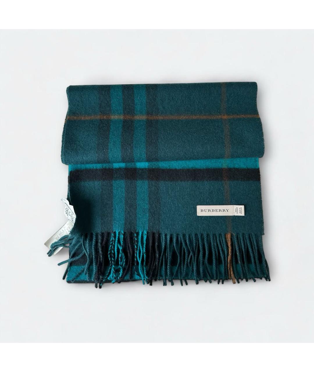 BURBERRY Зеленый кашемировый шарф, фото 8