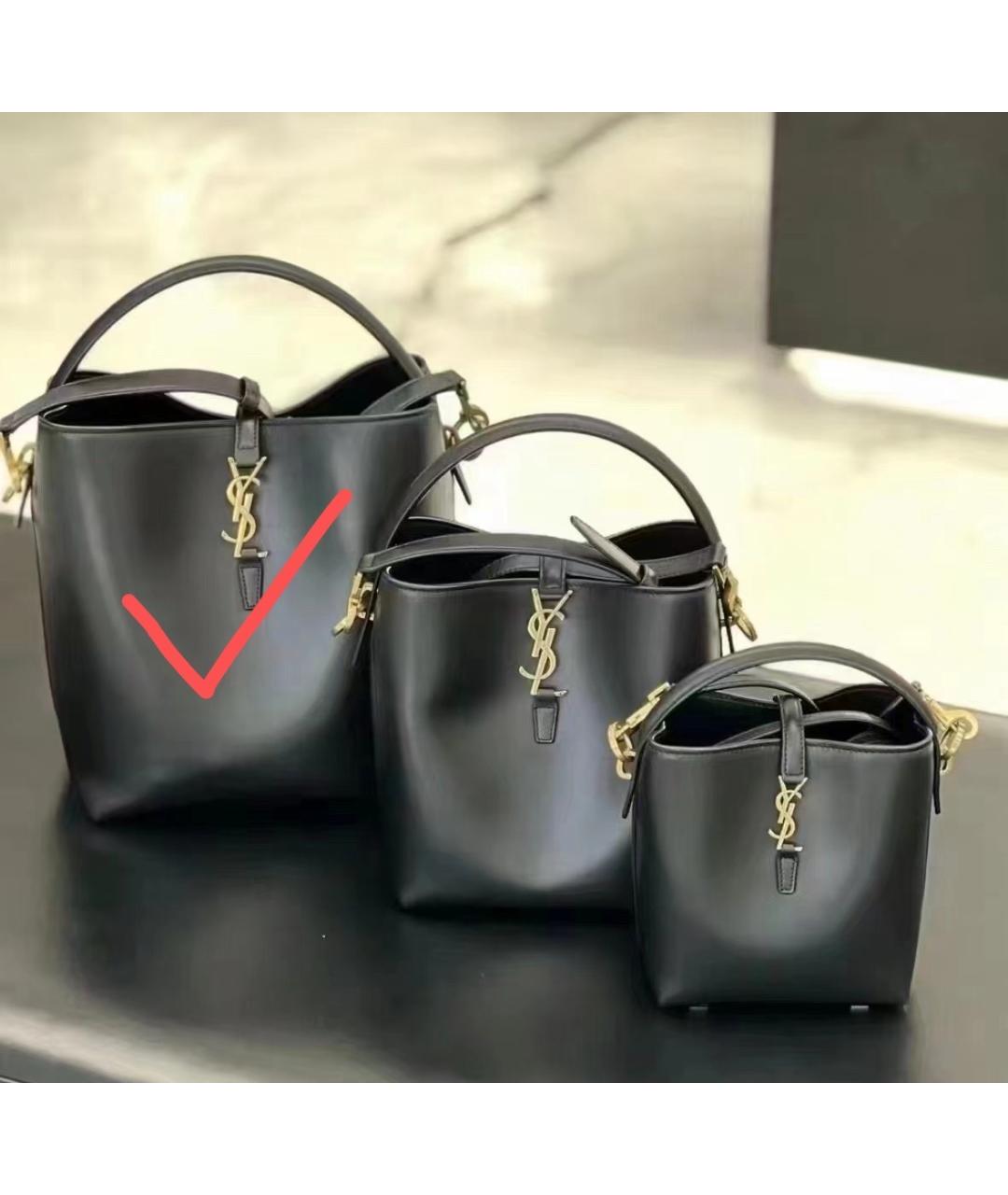 SAINT LAURENT Черная кожаная сумка с короткими ручками, фото 3