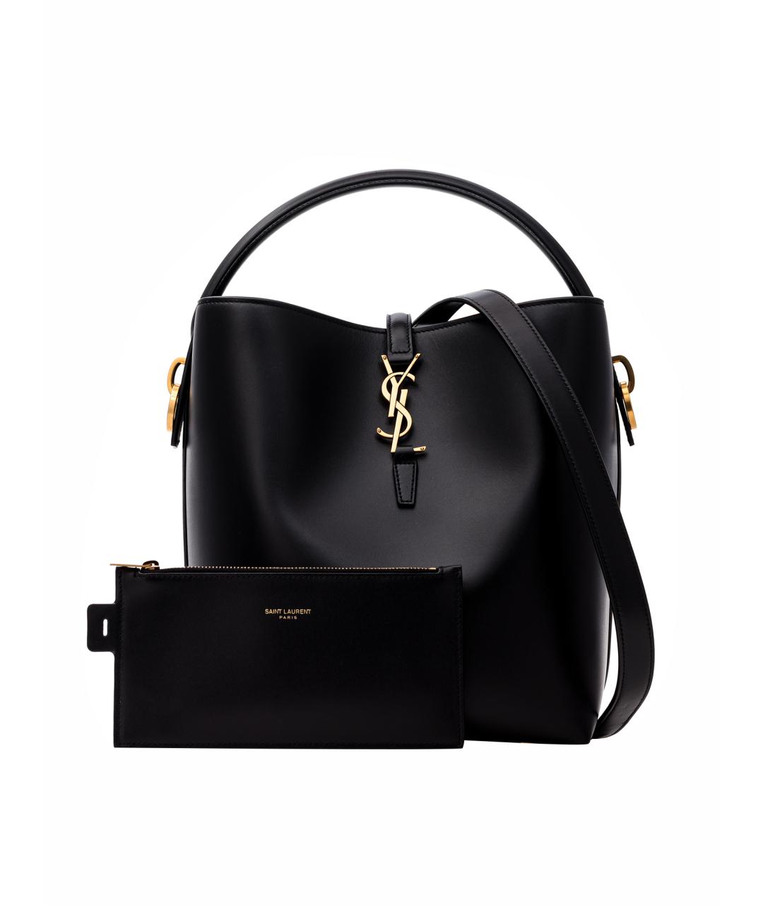 SAINT LAURENT Черная кожаная сумка с короткими ручками, фото 1