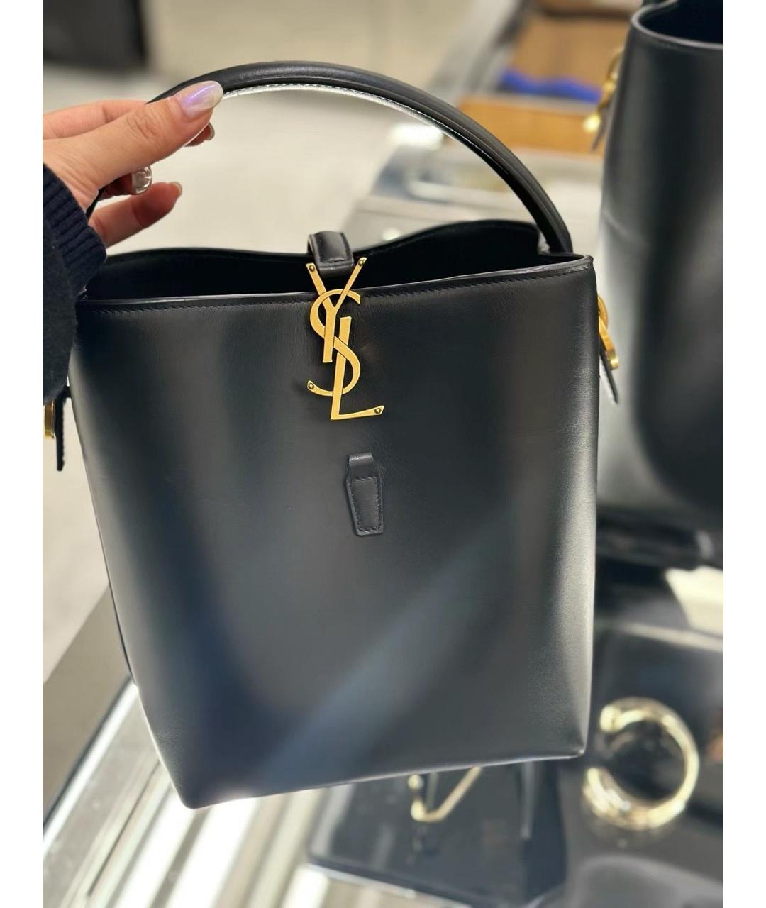 SAINT LAURENT Черная кожаная сумка с короткими ручками, фото 2