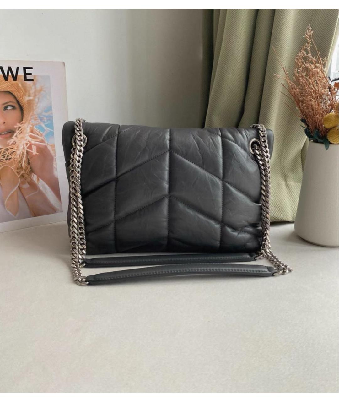 SAINT LAURENT Серая кожаная сумка через плечо, фото 4