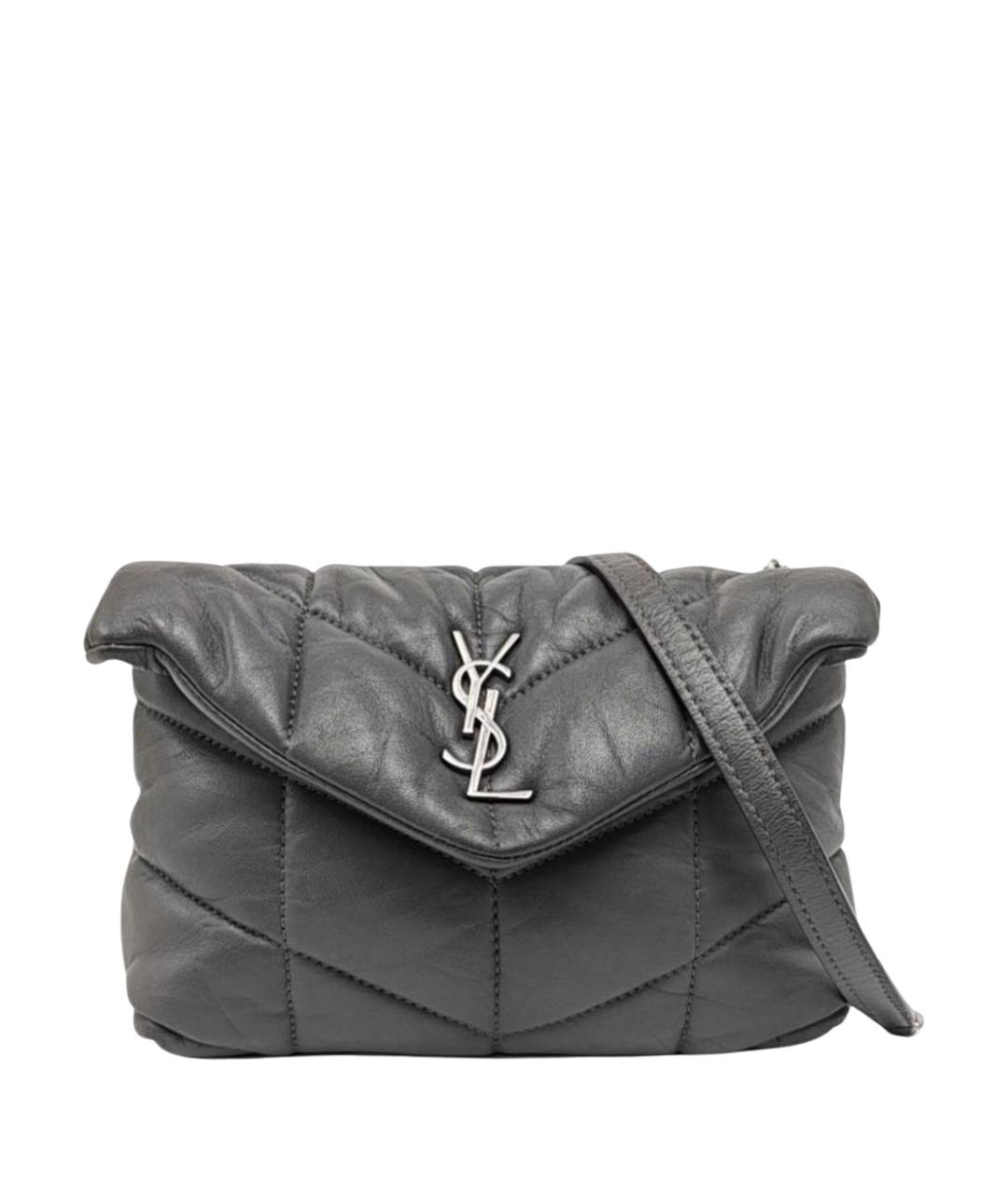 SAINT LAURENT Серая кожаная сумка через плечо, фото 7