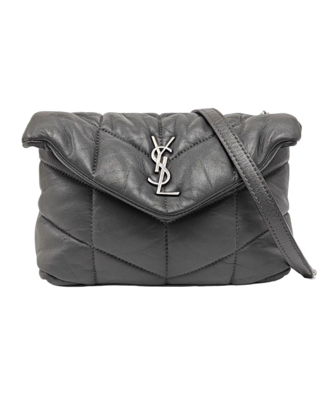 SAINT LAURENT Серая кожаная сумка через плечо, фото 6