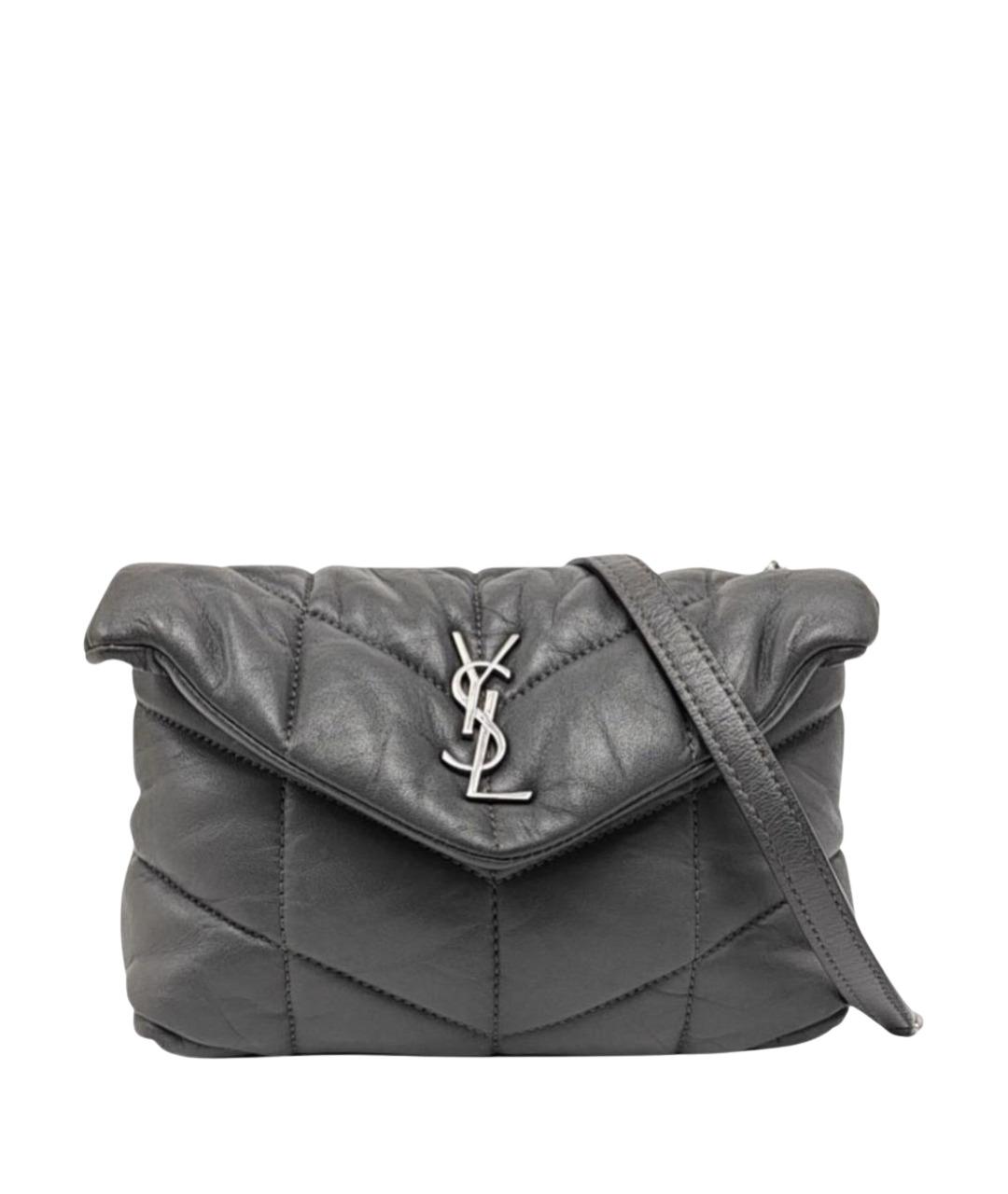 SAINT LAURENT Серая кожаная сумка через плечо, фото 1