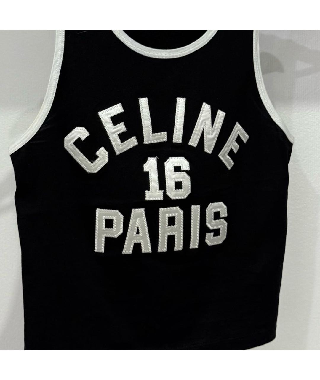 CELINE Черная хлопковая майка, фото 4