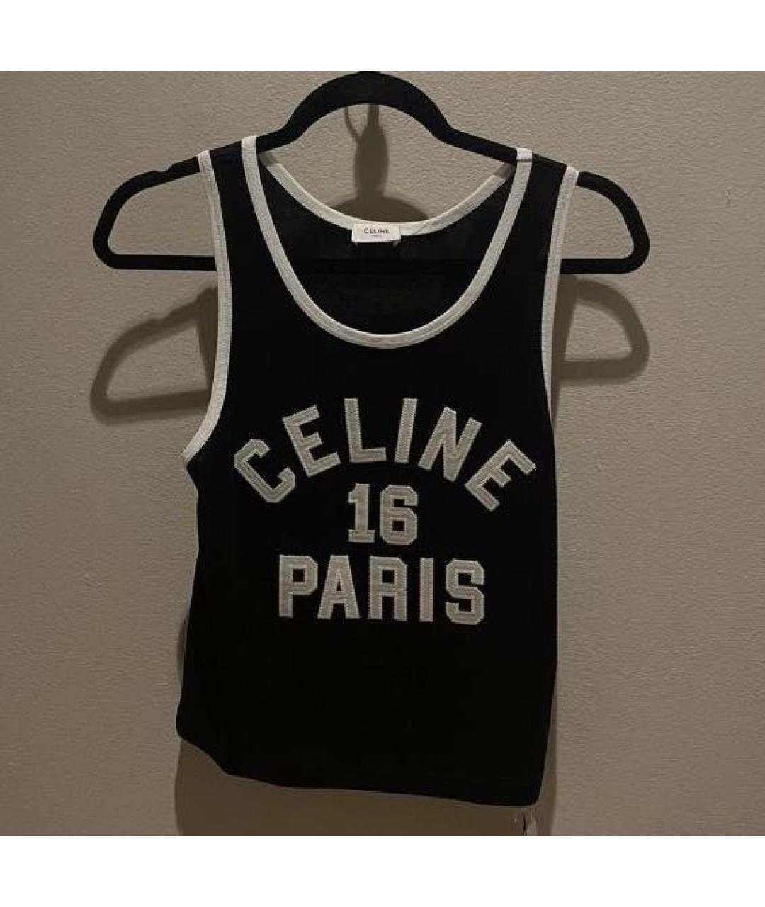 CELINE Черная хлопковая майка, фото 2