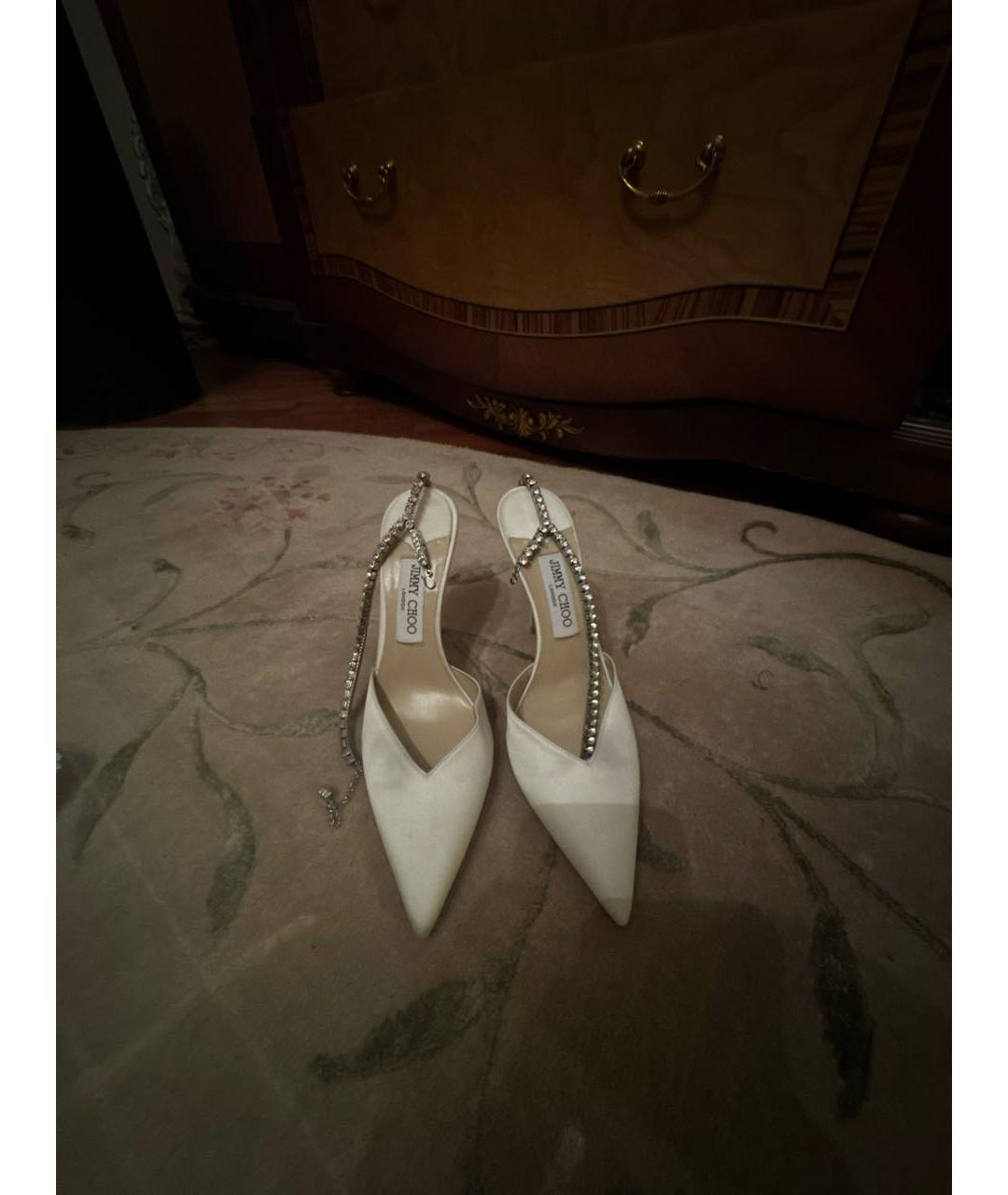 JIMMY CHOO Белые свадебные туфли на высоком каблуке, фото 2