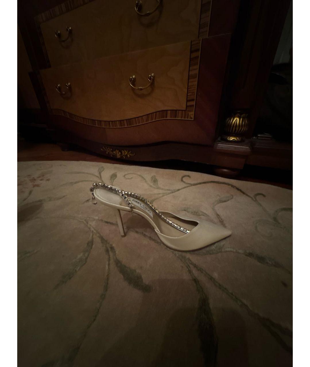 JIMMY CHOO Белые свадебные туфли на высоком каблуке, фото 5