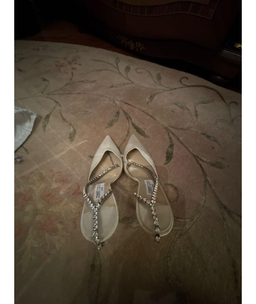 JIMMY CHOO Белые свадебные туфли на высоком каблуке, фото 3