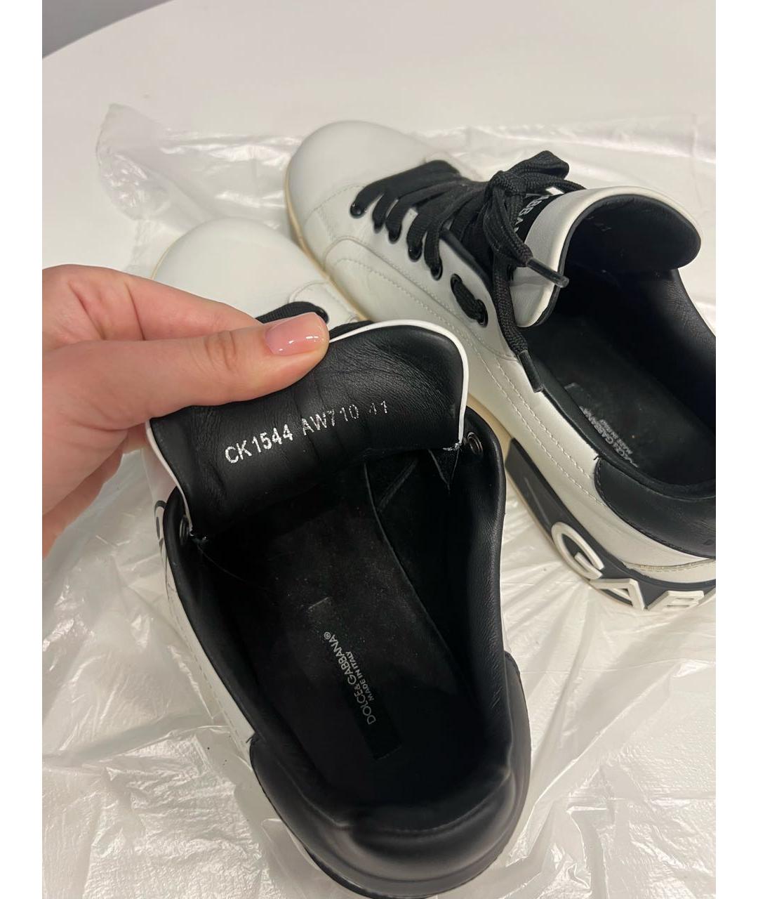 DOLCE&GABBANA Белые кожаные кеды, фото 3