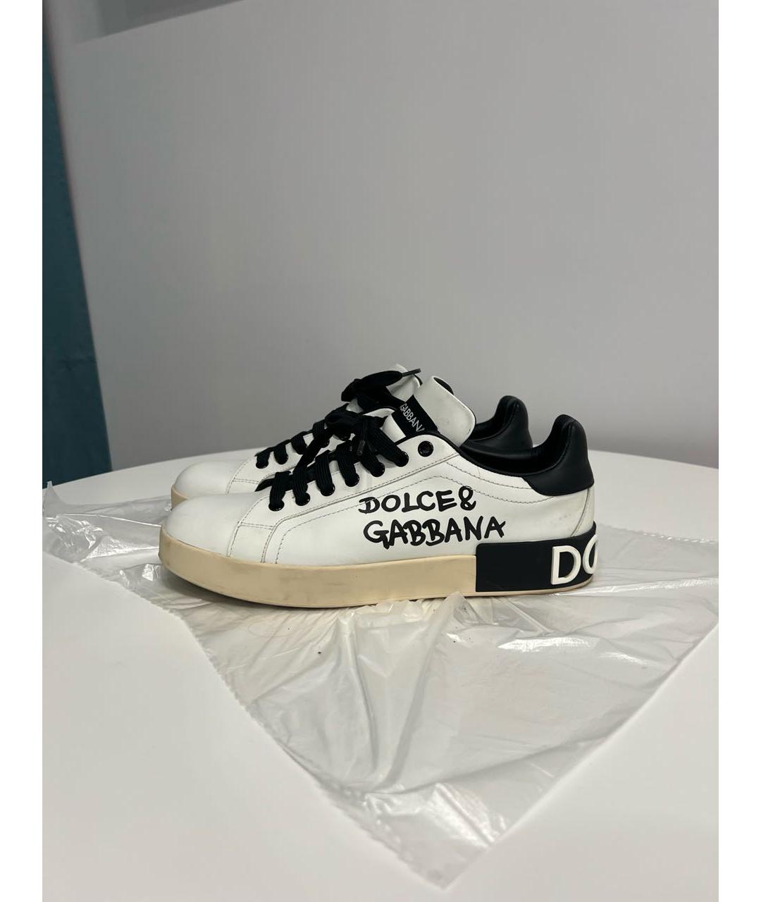 DOLCE&GABBANA Белые кожаные кеды, фото 9