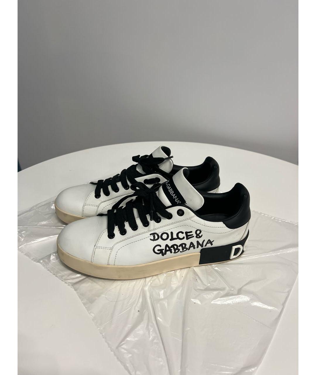 DOLCE&GABBANA Белые кожаные кеды, фото 6