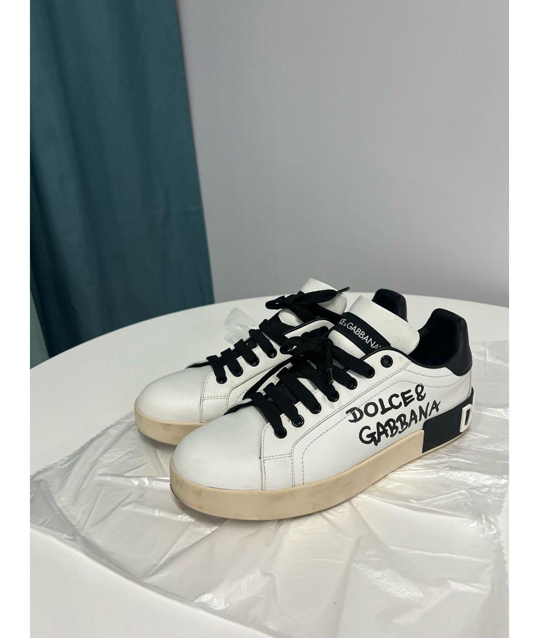 DOLCE&GABBANA Белые кожаные кеды, фото 8