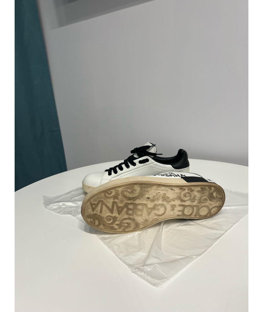 DOLCE&GABBANA Белые кожаные кеды, фото 7