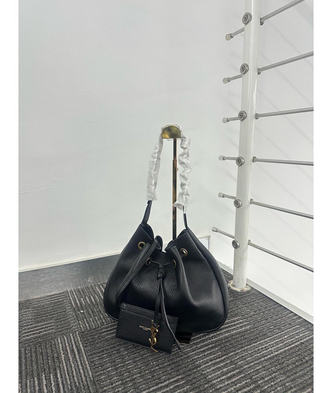 SAINT LAURENT Черная кожаная сумка через плечо, фото 2