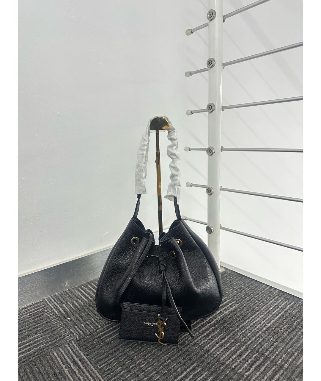 SAINT LAURENT Черная кожаная сумка через плечо, фото 9