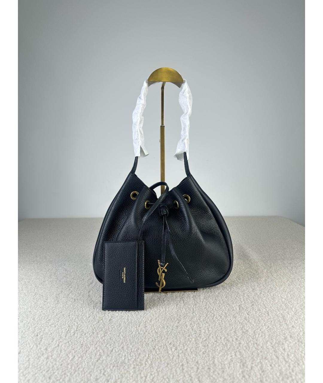 SAINT LAURENT Черная кожаная сумка через плечо, фото 3