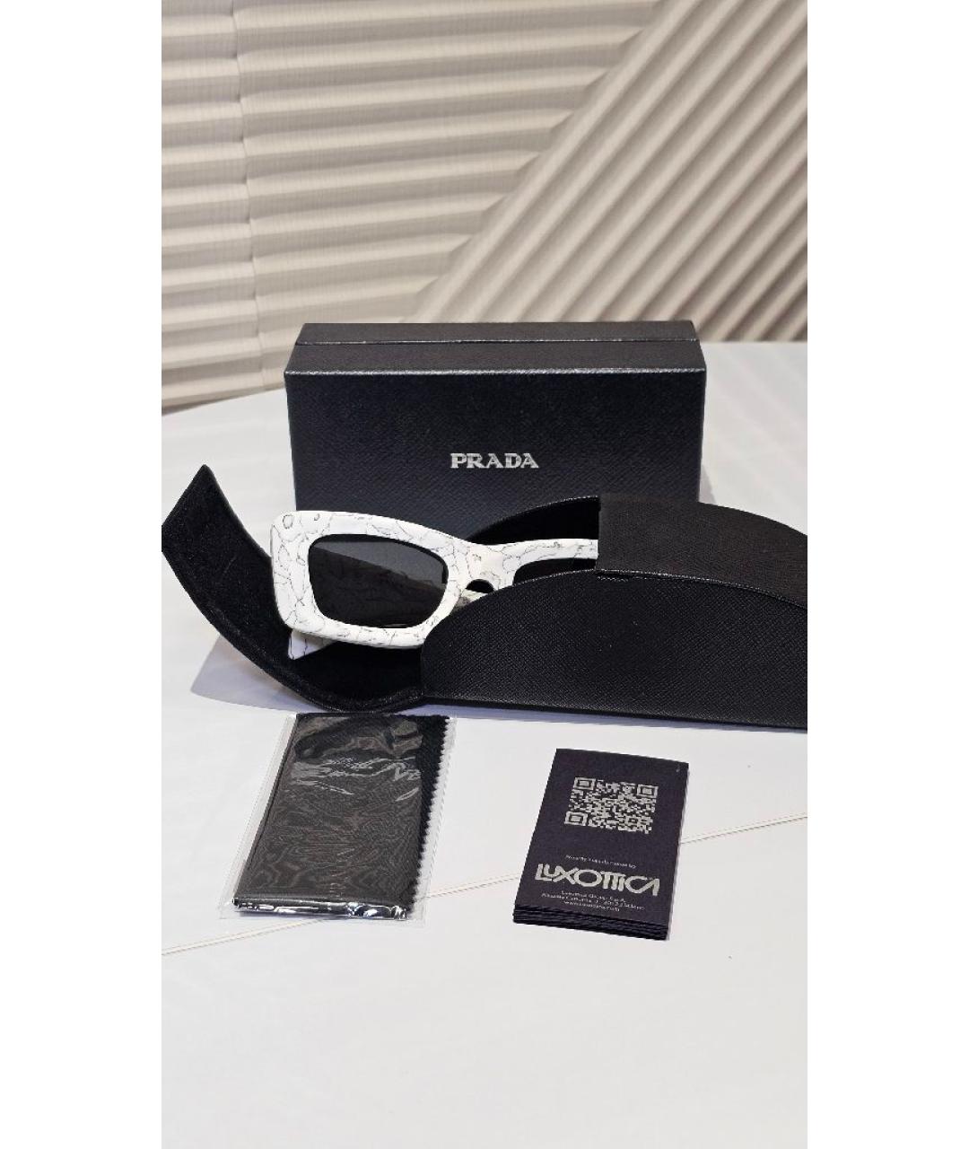 PRADA Белые пластиковые солнцезащитные очки, фото 6