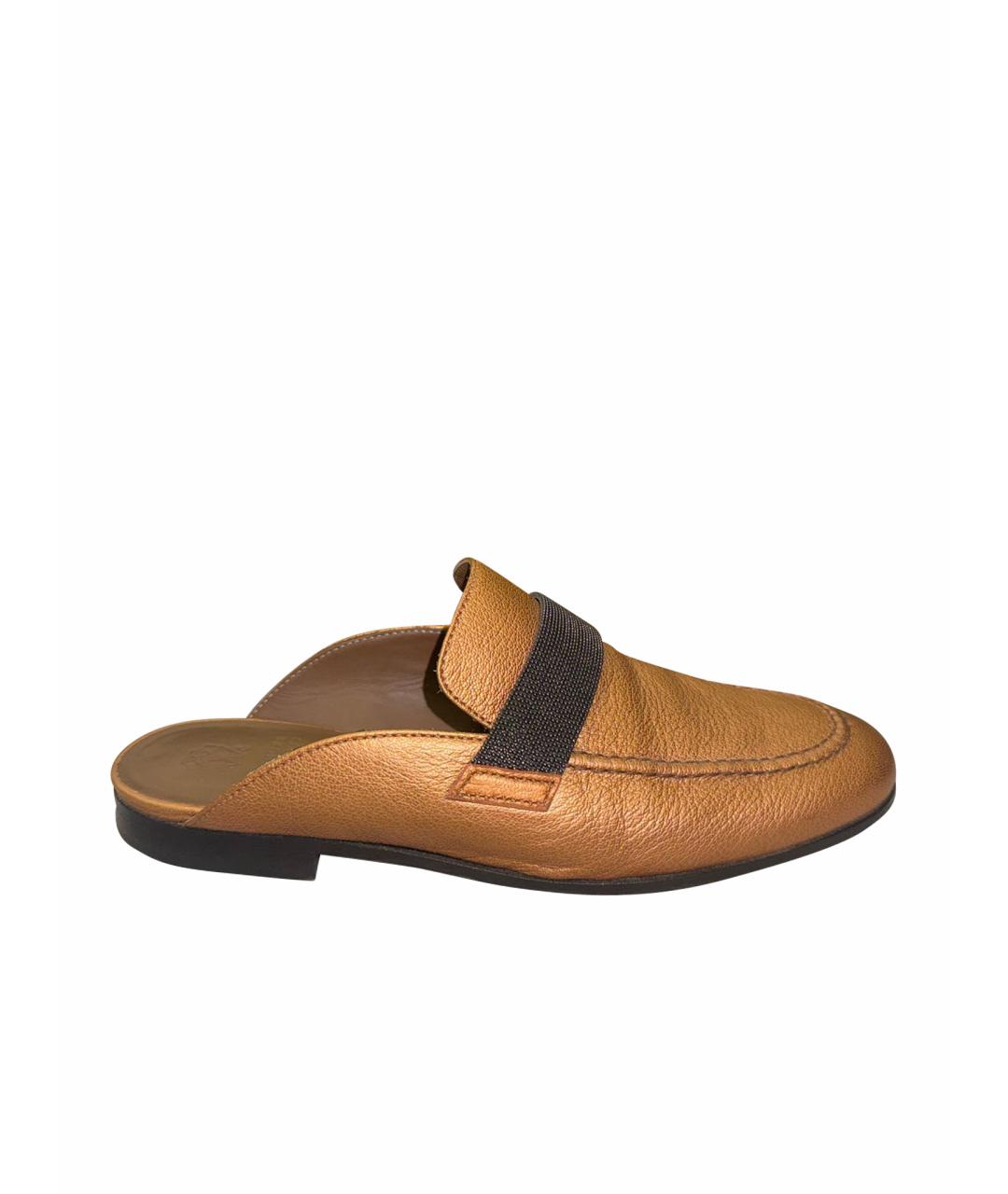 BRUNELLO CUCINELLI Оранжевое кожаные сабо, фото 1