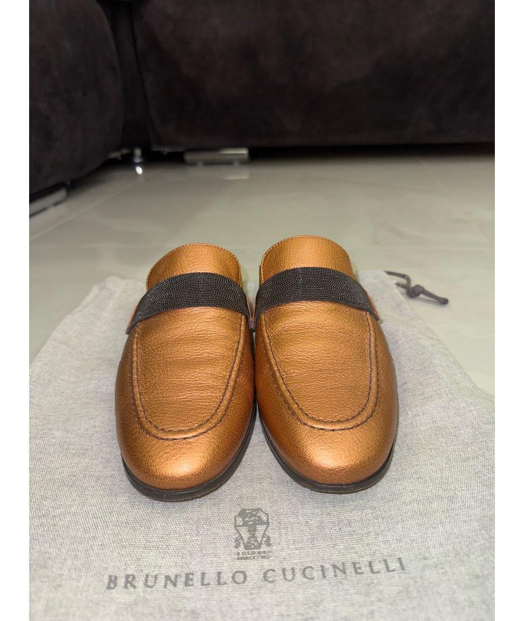 BRUNELLO CUCINELLI Оранжевое кожаные сабо, фото 2