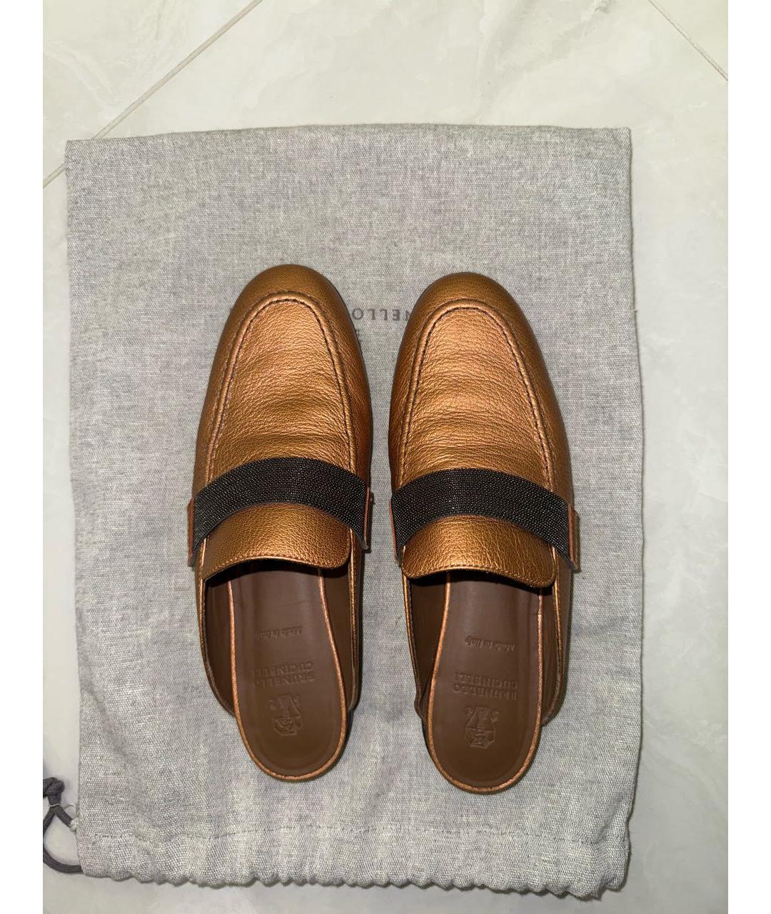 BRUNELLO CUCINELLI Оранжевое кожаные сабо, фото 3