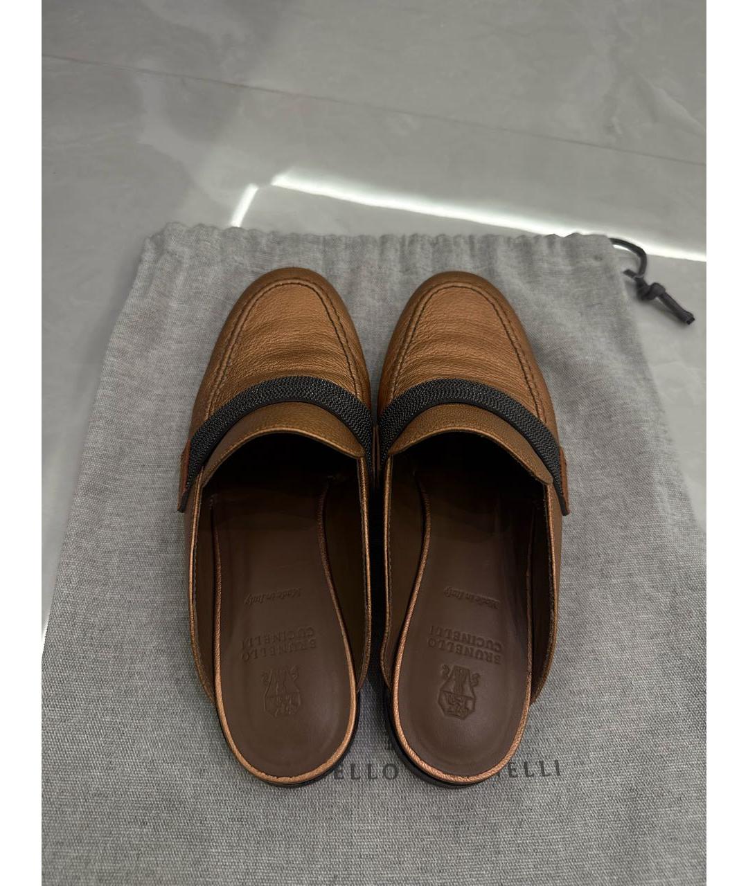 BRUNELLO CUCINELLI Оранжевое кожаные сабо, фото 4