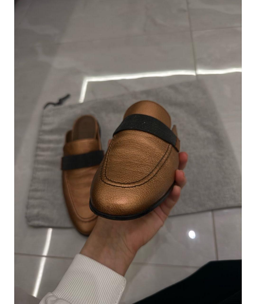 BRUNELLO CUCINELLI Оранжевое кожаные сабо, фото 5