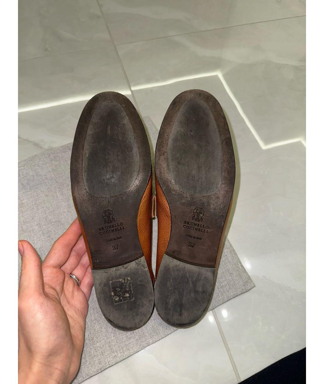 BRUNELLO CUCINELLI Оранжевое кожаные сабо, фото 6