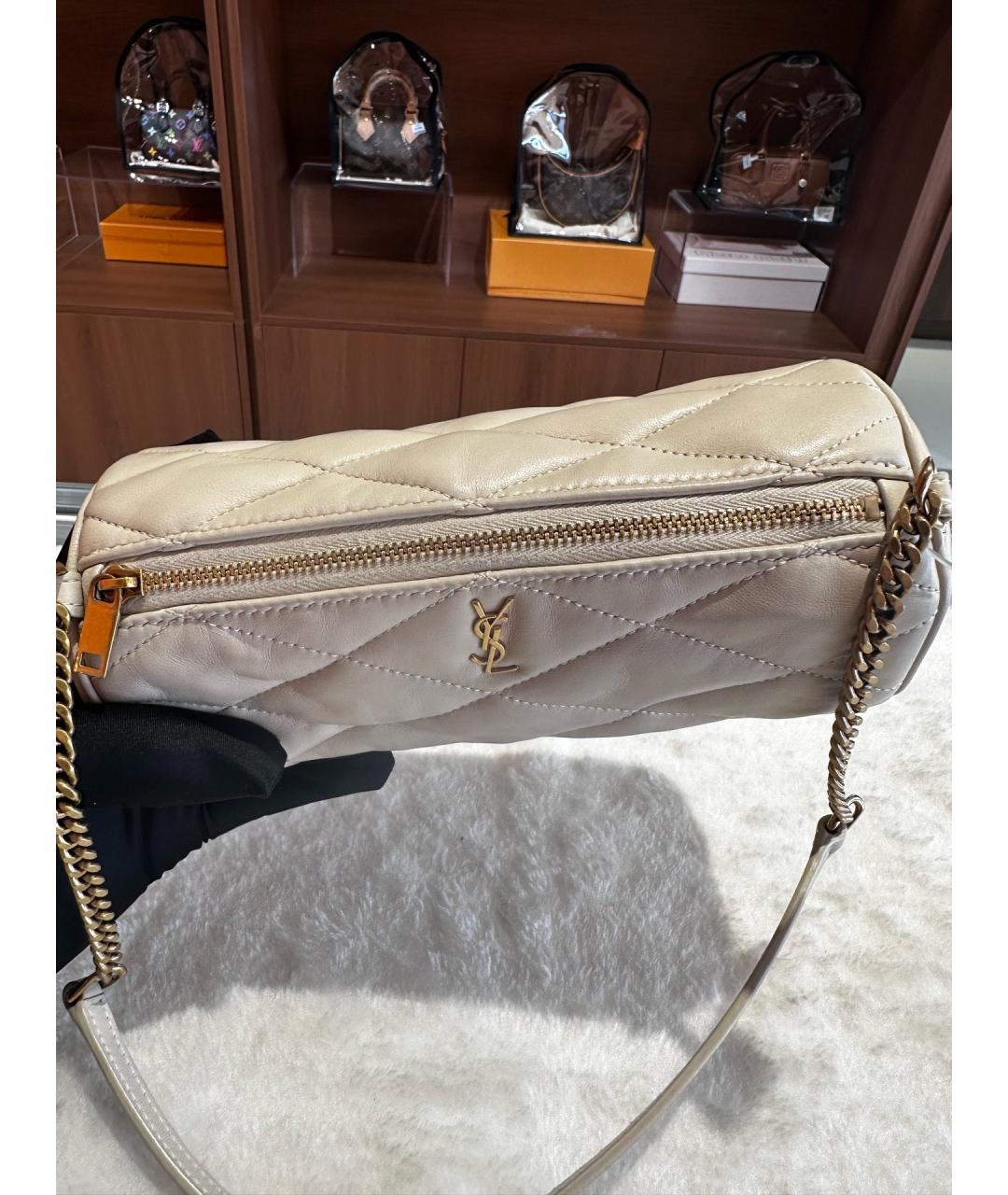SAINT LAURENT Белая кожаная сумка через плечо, фото 7