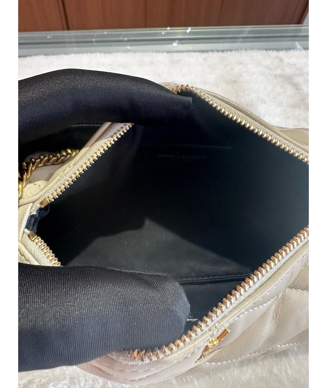 SAINT LAURENT Белая кожаная сумка через плечо, фото 8