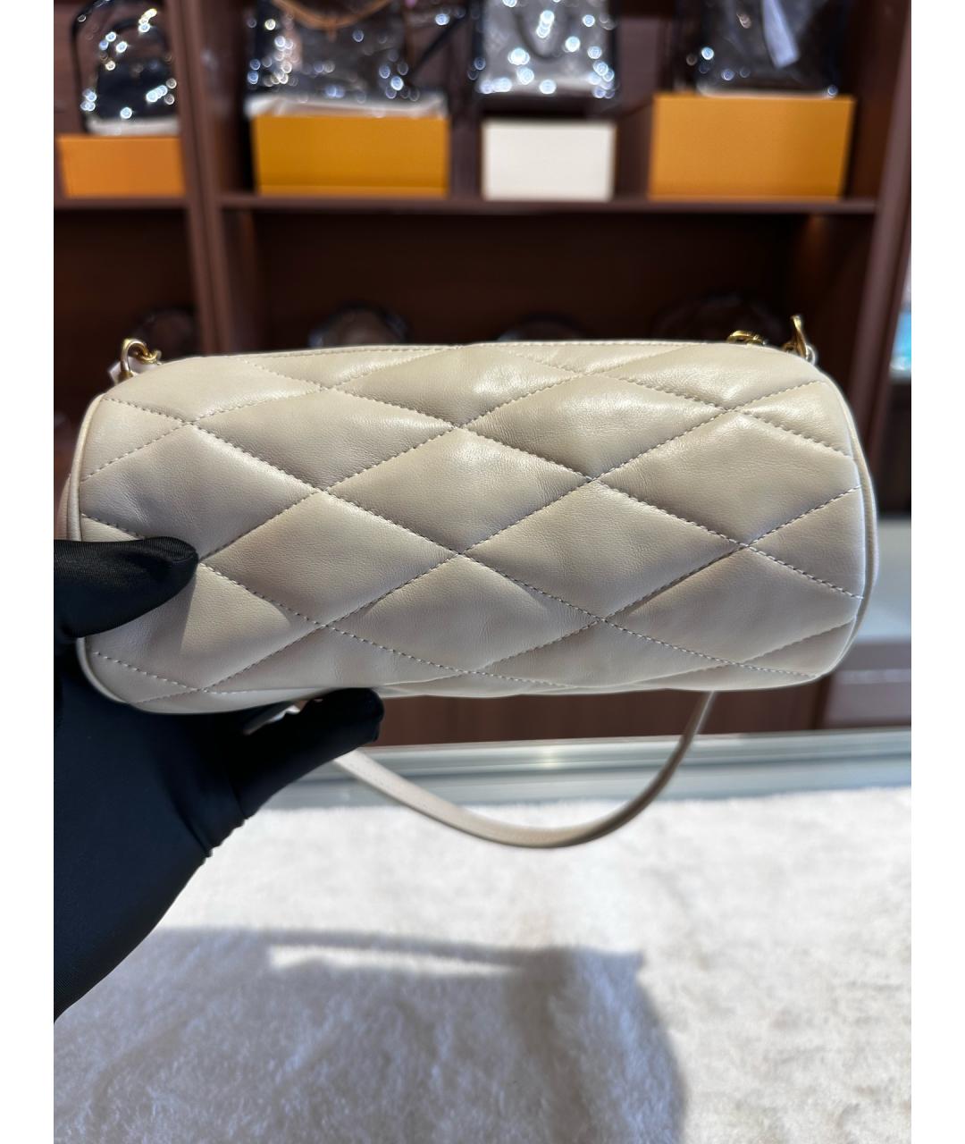 SAINT LAURENT Белая кожаная сумка через плечо, фото 2