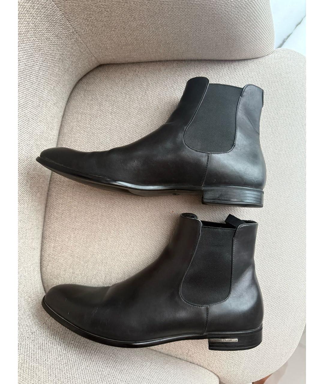 PRADA Черные кожаные высокие ботинки, фото 7