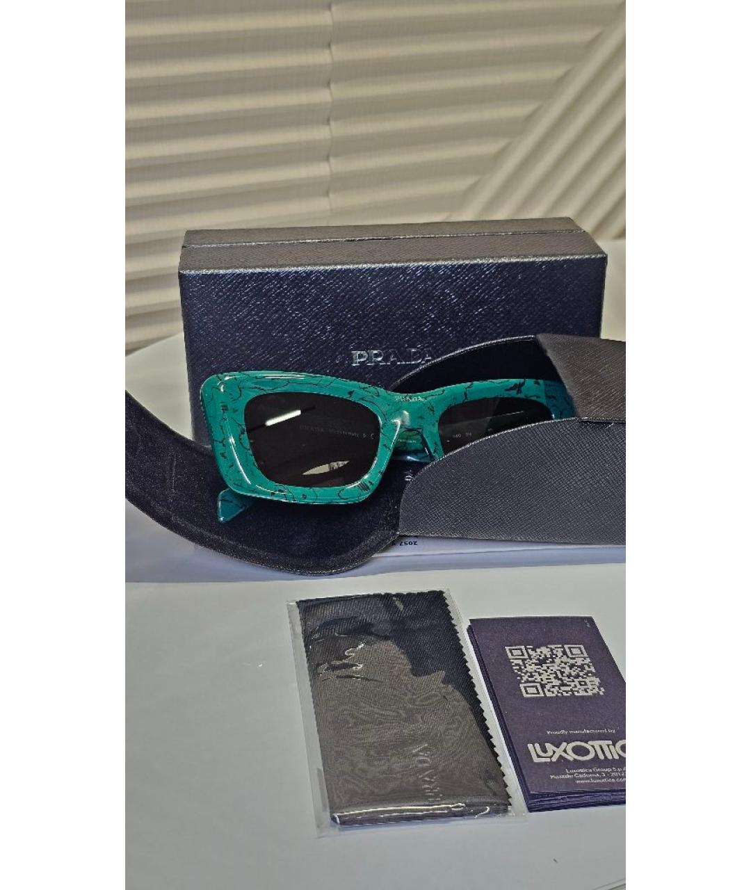 PRADA Зеленые пластиковые солнцезащитные очки, фото 4