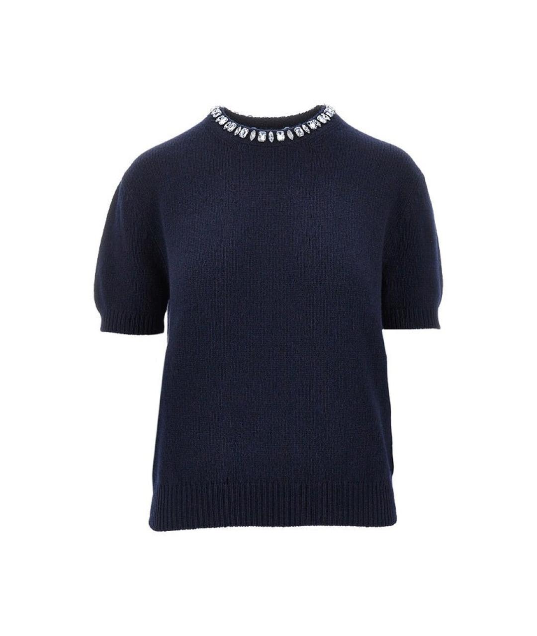 PRADA Темно-синий шерстяной джемпер / свитер, фото 3