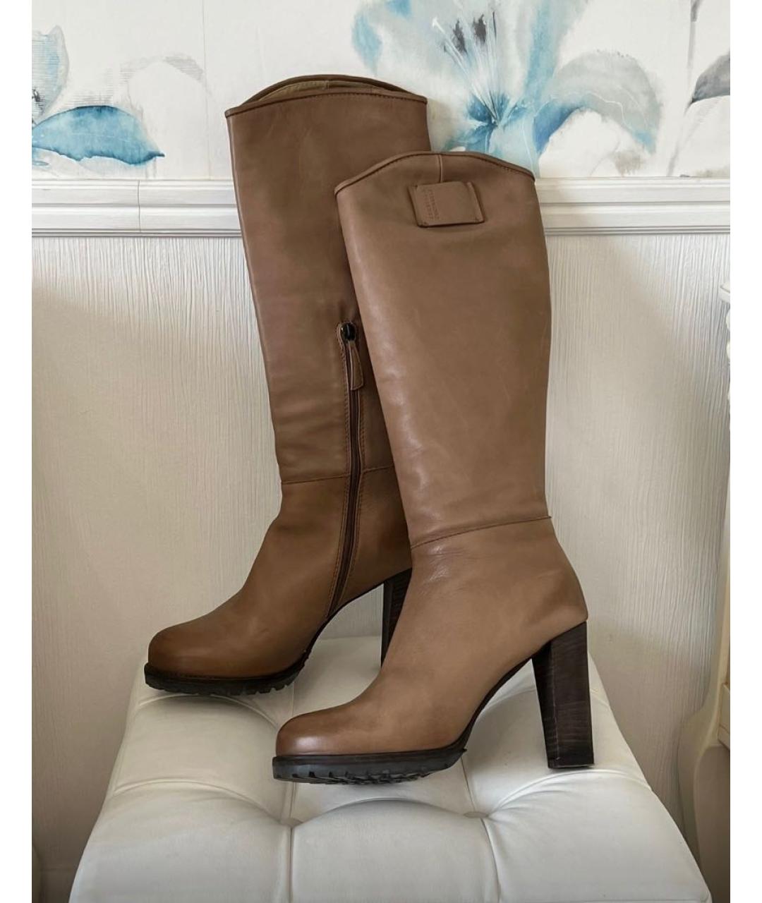 BRUNELLO CUCINELLI Коричневые кожаные сапоги, фото 3