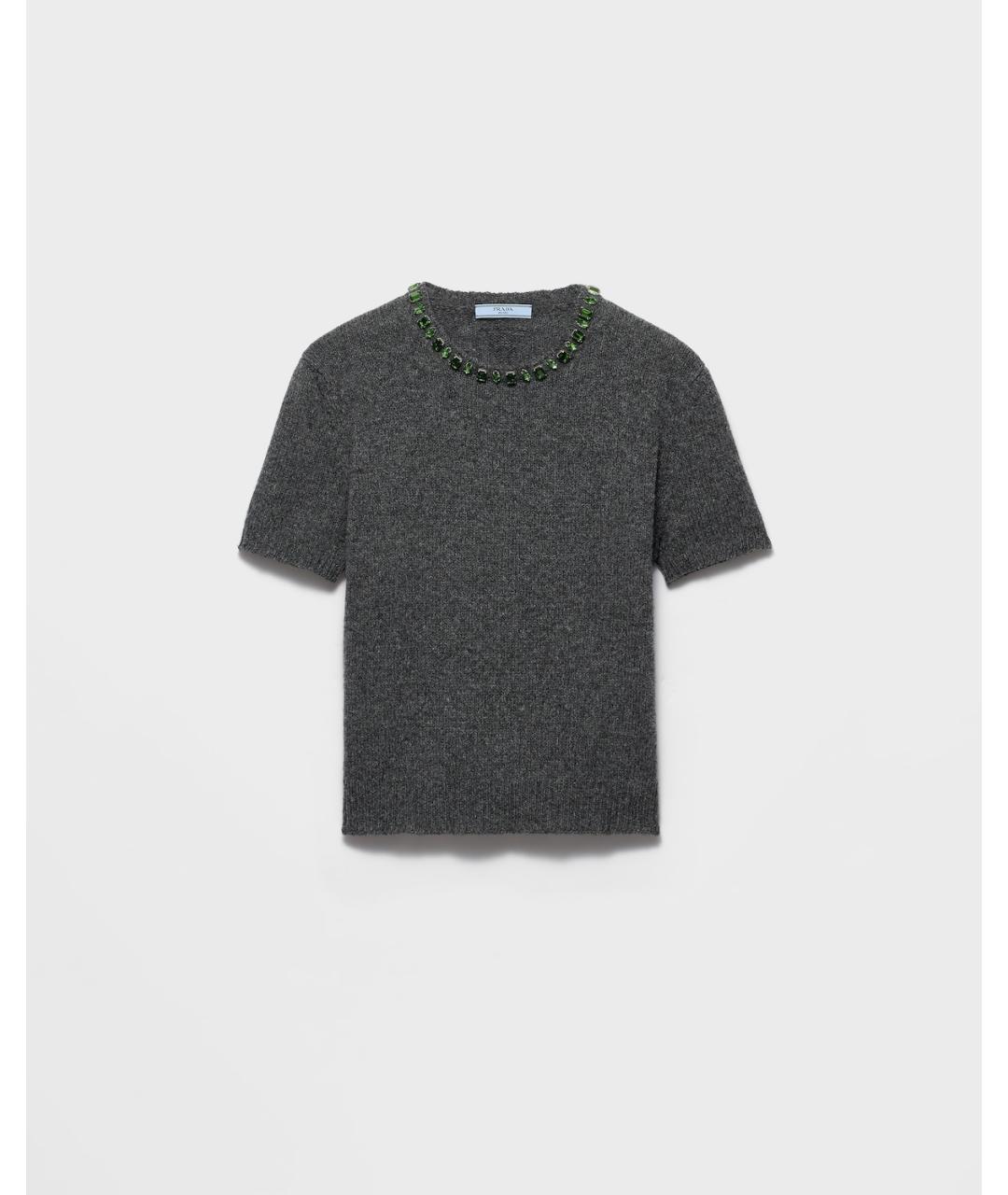 PRADA Антрацитовый шерстяной джемпер / свитер, фото 4