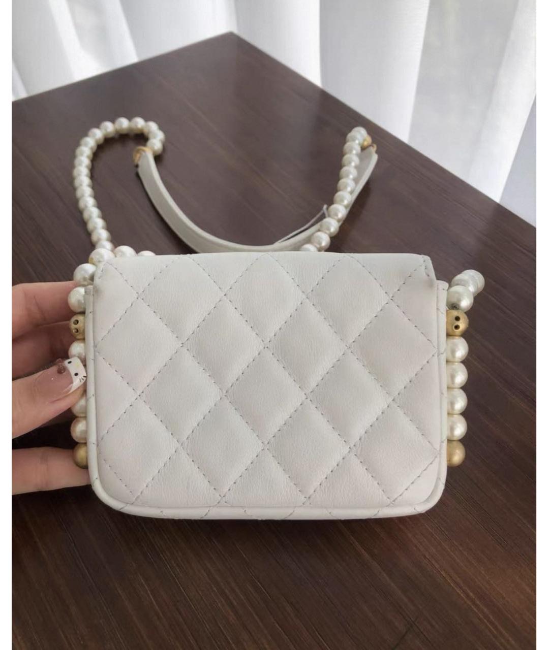 CHANEL Белая кожаная сумка через плечо, фото 3