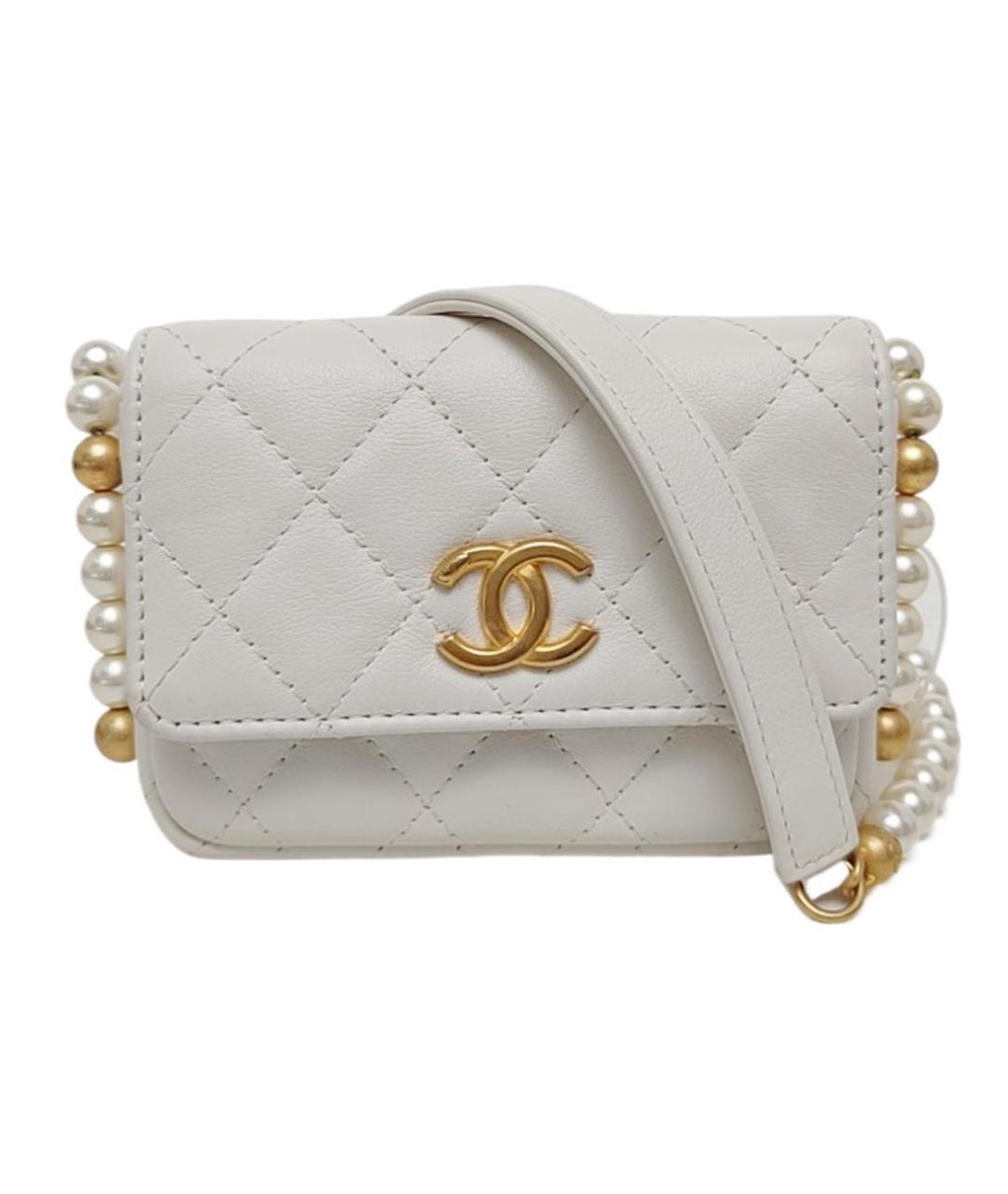 CHANEL Белая кожаная сумка через плечо, фото 4