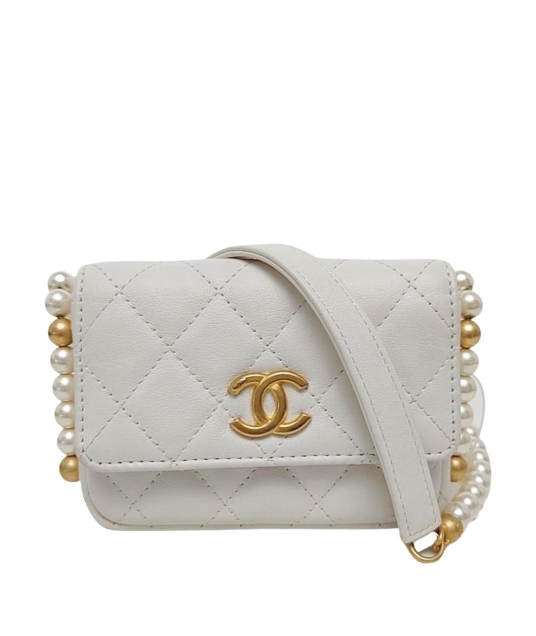 CHANEL Белая кожаная сумка через плечо, фото 1