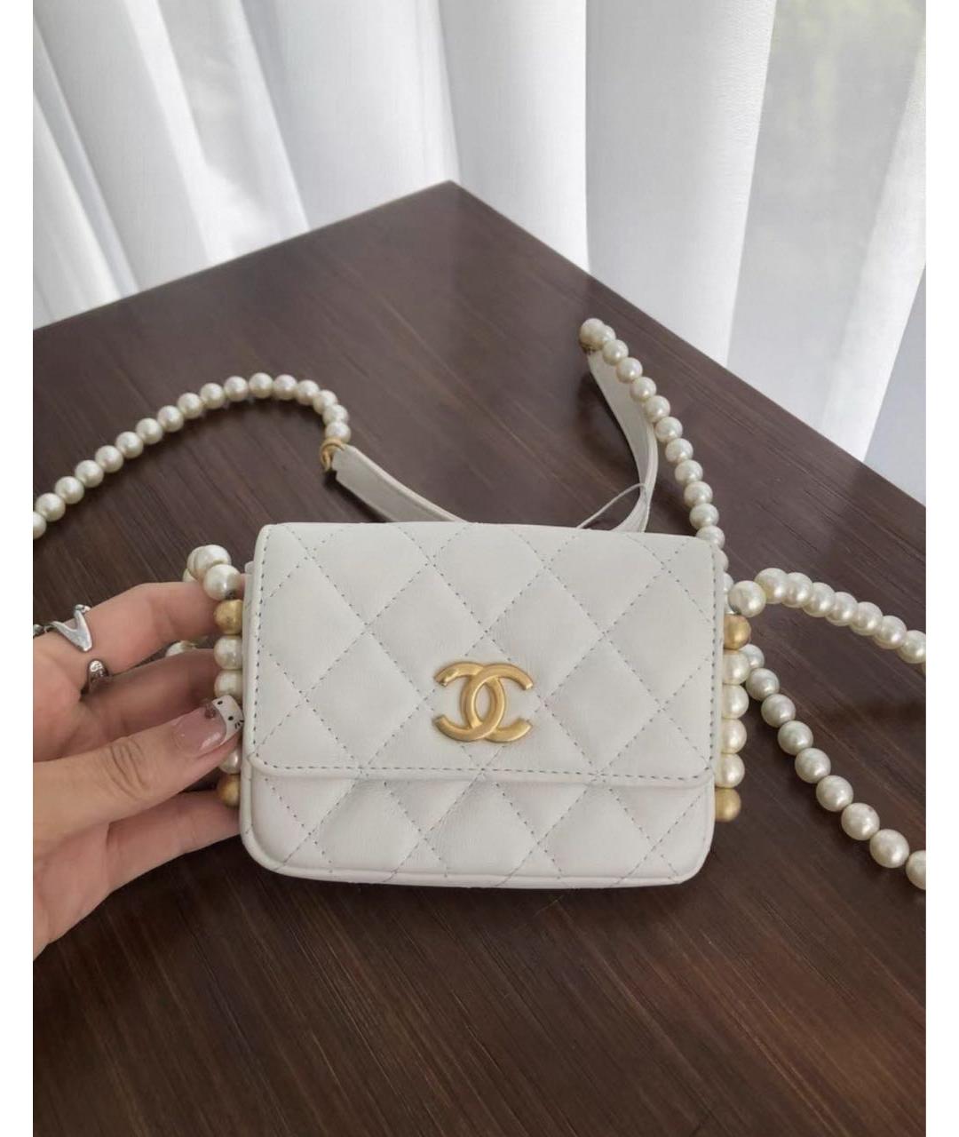 CHANEL Белая кожаная сумка через плечо, фото 2