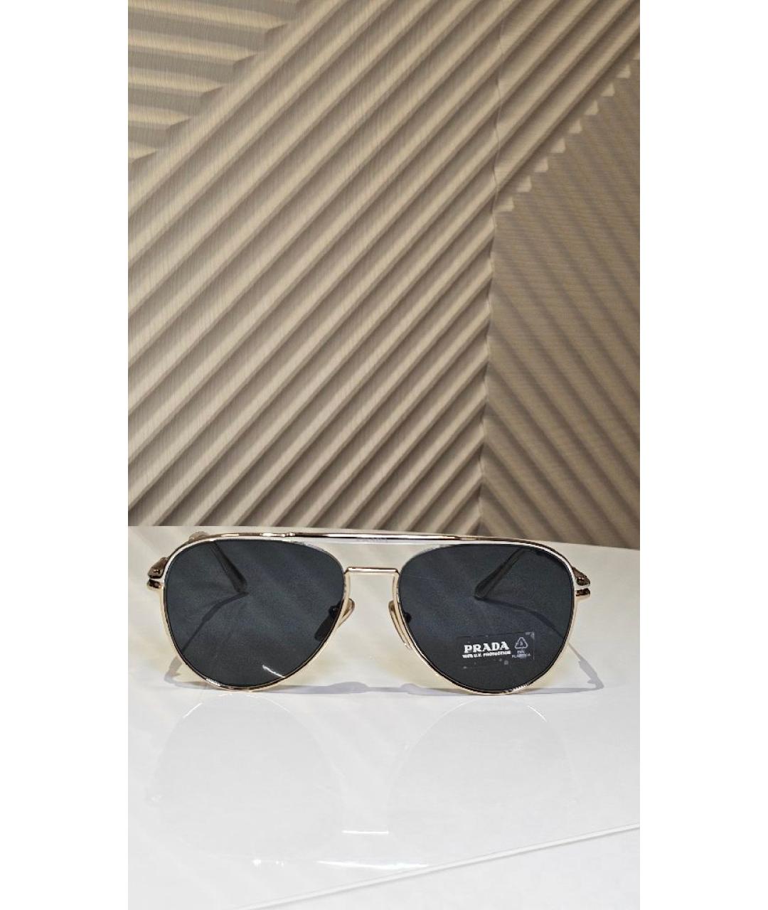 PRADA Золотые металлические солнцезащитные очки, фото 7