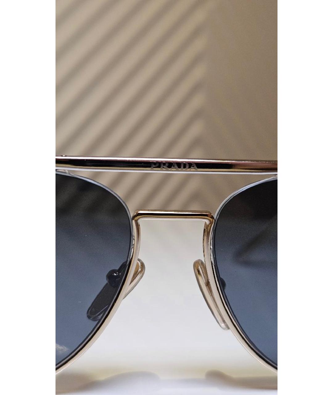 PRADA Золотые металлические солнцезащитные очки, фото 2