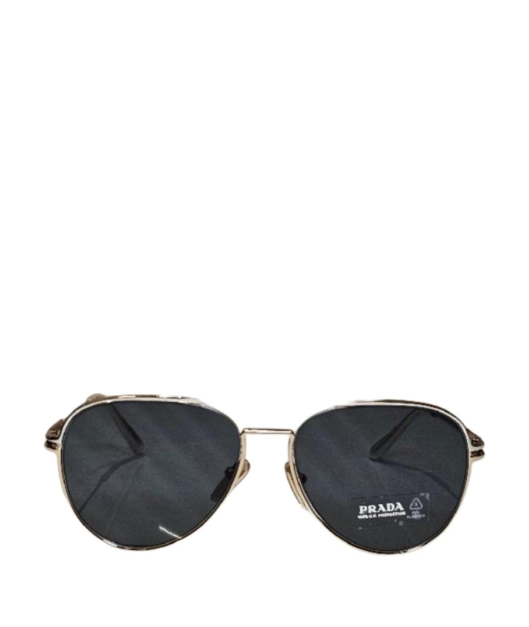 PRADA Золотые металлические солнцезащитные очки, фото 1